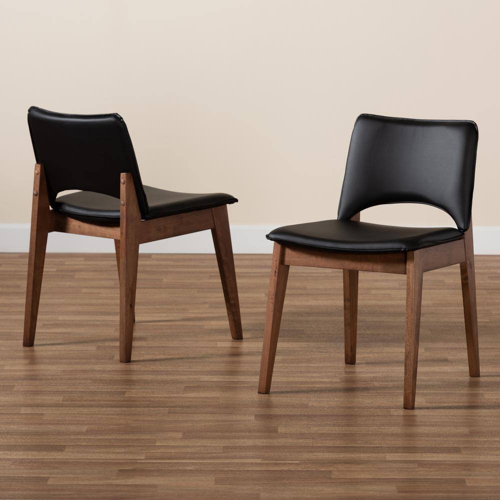 Baxton Studio Afton Black and Walnut Brown Dining Chair (Set of 2) 188-2P-11923-HD