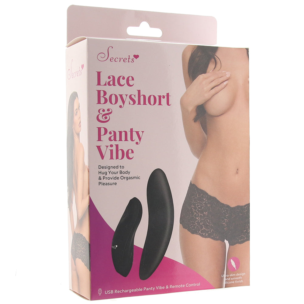 Black Lace Boyshort & Remote Panty Vibe