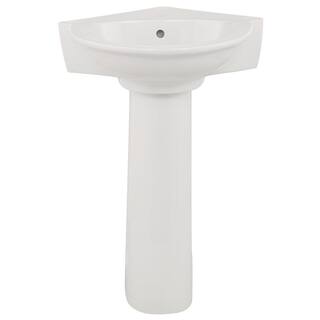 Pegasus Evolution Corner Pedestal Combo Bathroom Sink in White 3-221WH