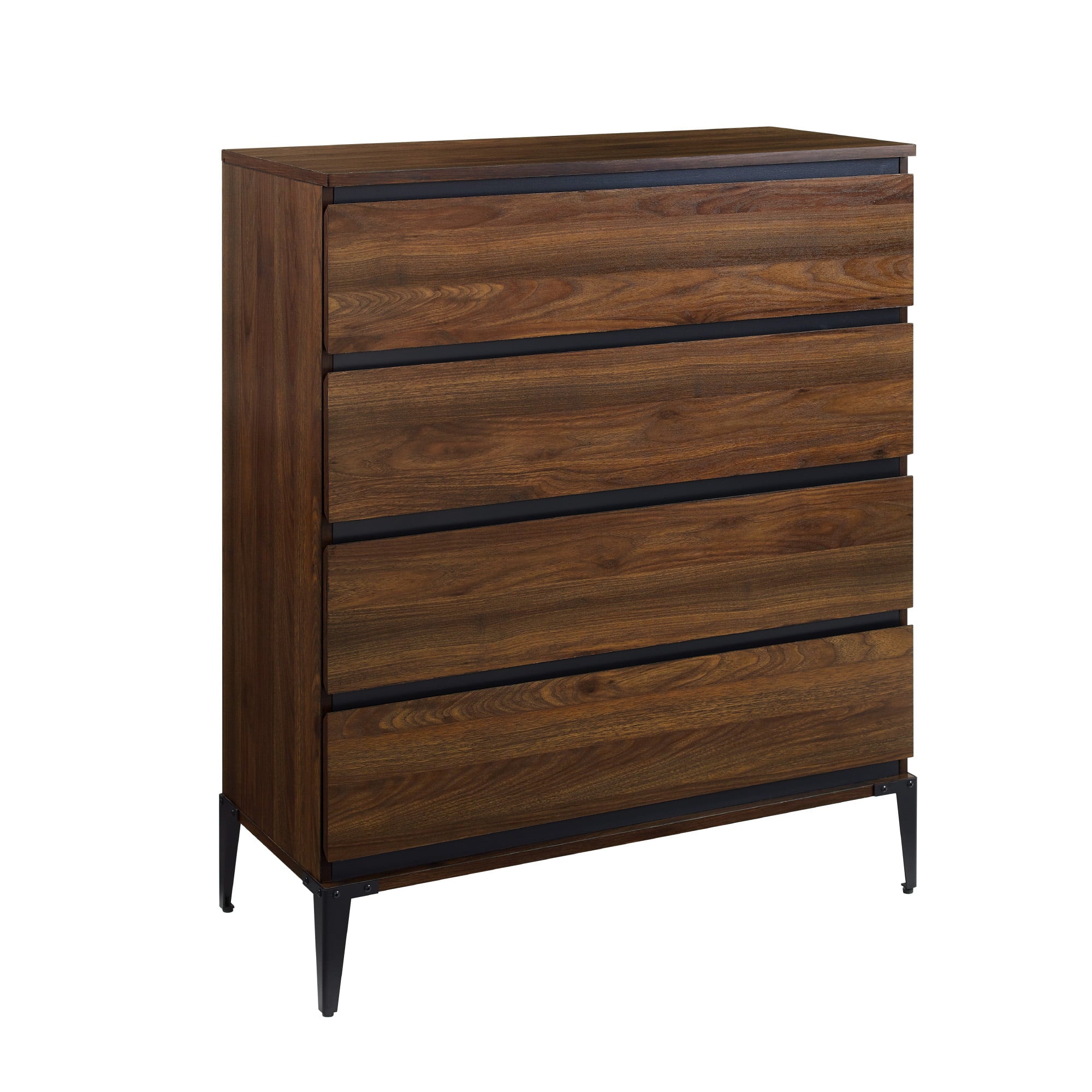 Manor Park Urban Industrial 4 Drawer Vertical Dresser, Dark Walnut