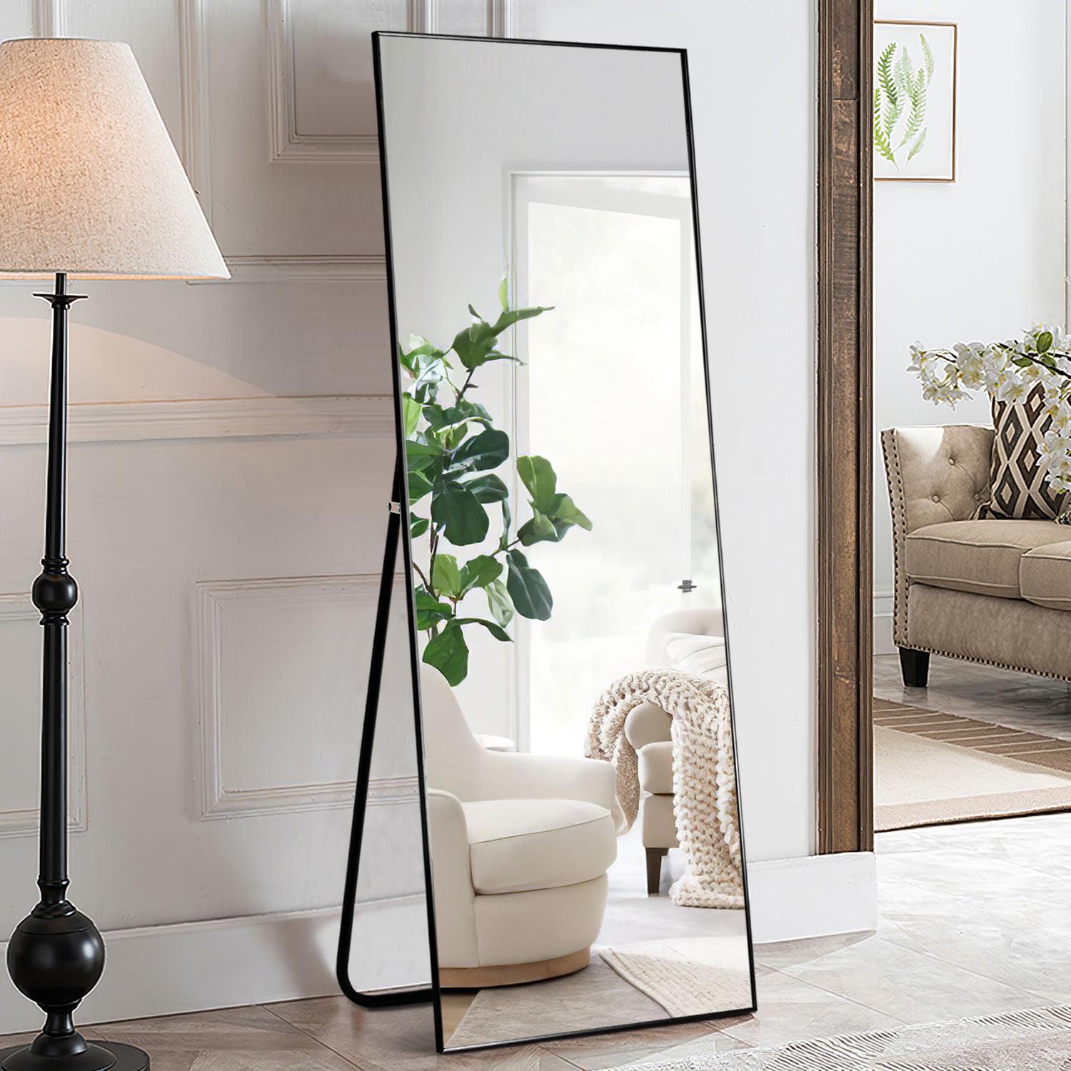 Neutype 65 x22  Black Rectangular Full Length Floor Mirror with Stand Aluminum Alloy Frame  Crowdfused