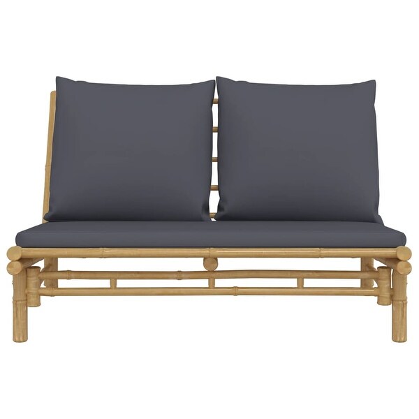 vidaXL Patio Bench with Cream White Cushions Bamboo