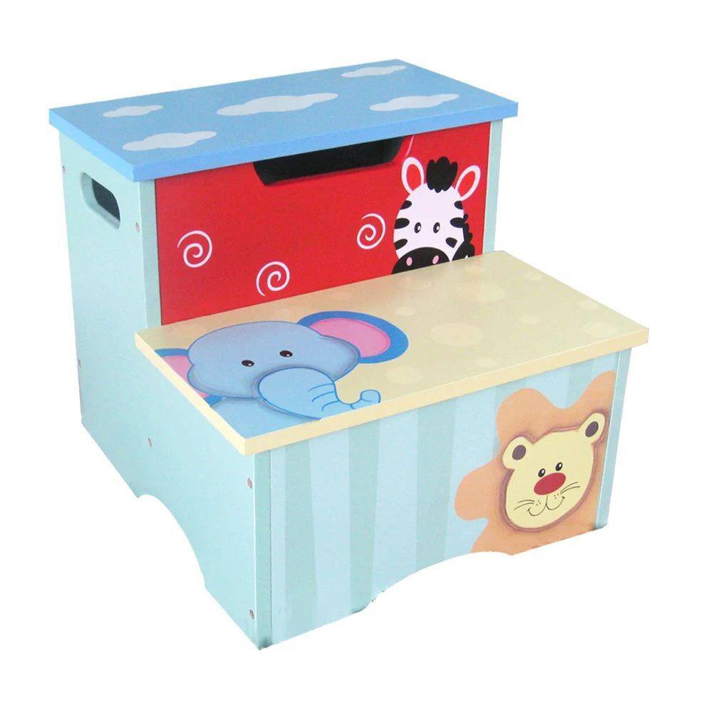 Tatayosi Blue MDF Animal Step Stool for Kids Top panel can be opened J-H-B05367932