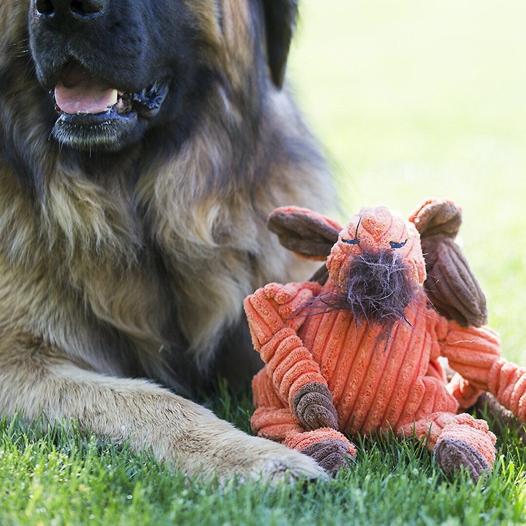 HuggleHounds Woodlands Durable Plush Corduroy Knottie Moose Squeaky Dog Toy