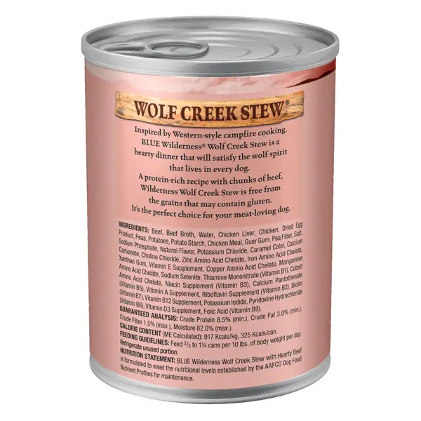 Blue Buffalo Wilderness 12.5 oz Wolf Creek Stew High Protein Beef Stew in Gravy Wet Dog Food