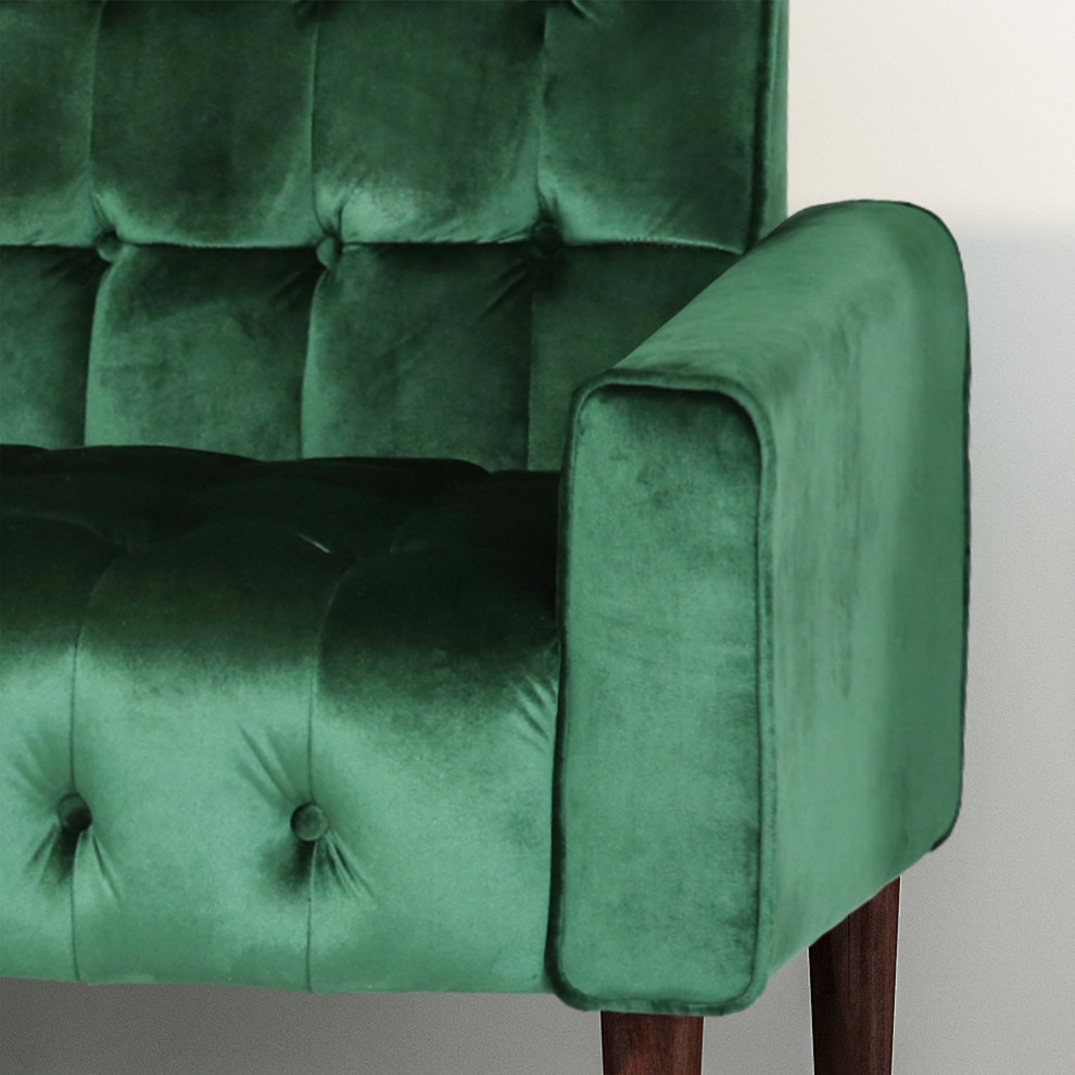 Adan Tufted Velvet Sofa With Gold Tipped Tapered Legs   Midcentury   Sofas   by GDFStudio  Houzz