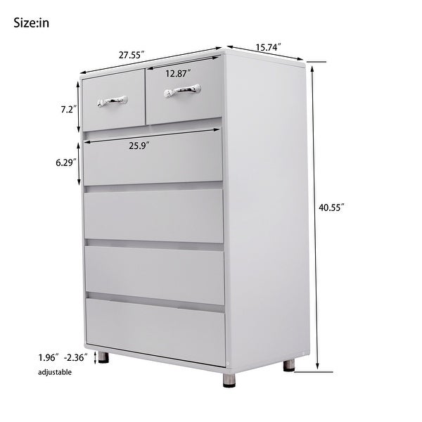 Six drawer side table-white