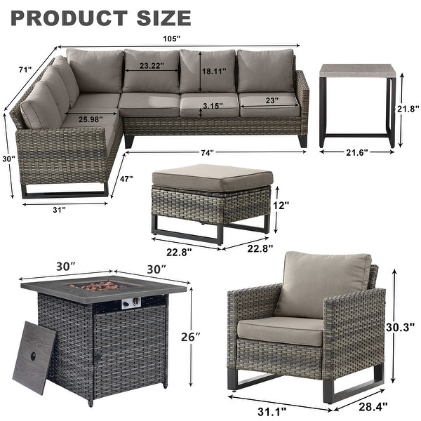 Pocassy Outdoor Patio Funiture Conversation Sofa Set