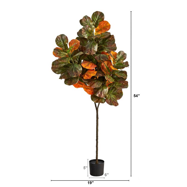 Nearly Natural 6-ft Autumn Fiddle Leaf Artificial Tree