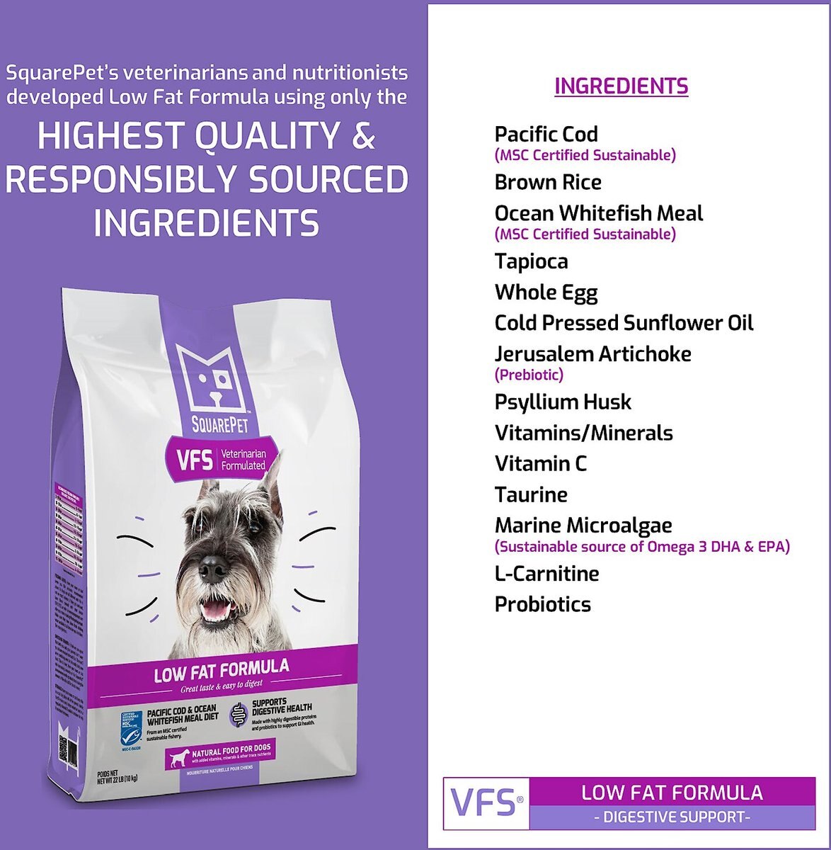 SquarePet VFS Digestive Support Low Fat Formula Dry Dog Food