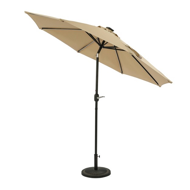 9 x27 X 9 x27 Mirage Ii Fiesta Market Patio Umbrella With Solar Led Tube Lights Champagne Island Umbrella