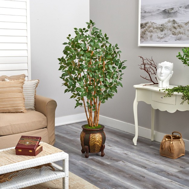 Nearly Natural 5.5-ft Ficus Bushy Artificial Tree In Decorative Planter