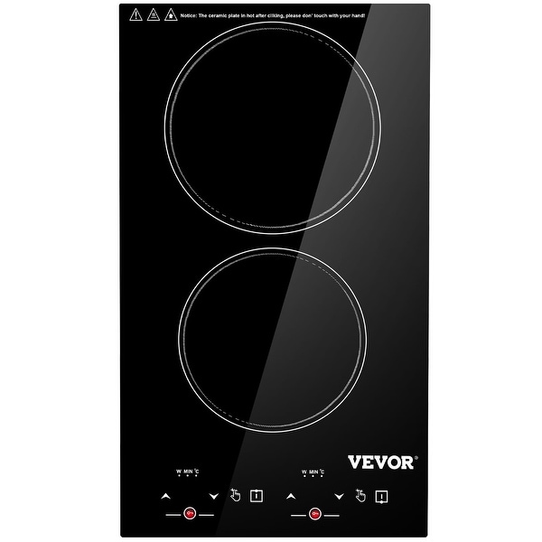 2300W 110V Ceramic Glass Electric Stove Top with Sensor Touch Control Induction Cooktop， 11 inch 2 Burners， Black