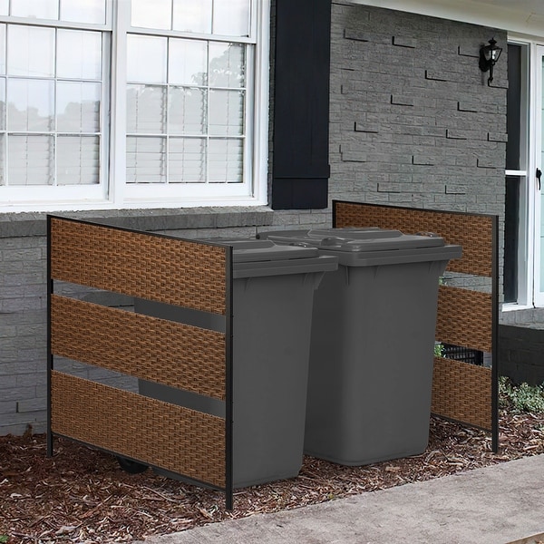 Rattan Privacy Fence Panel Screen Outside， Vinyl No Dig Outdoor Trash Can Enclosure Fence Air Conditioner Hider Fencing