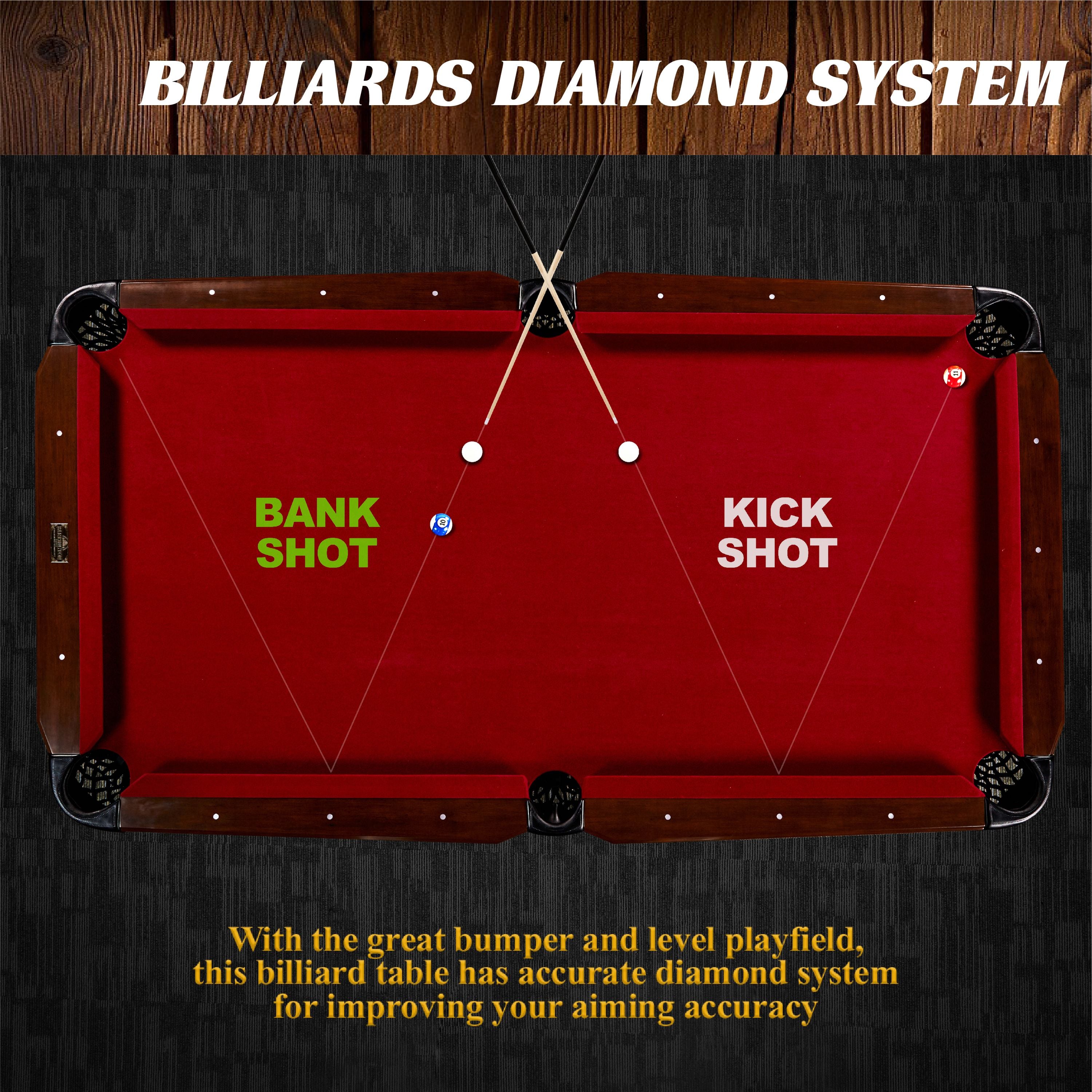 Barrington Billiards Ball and Claw Leg 90" Pool Table, Cue Rack, Dartboard, Burgundy