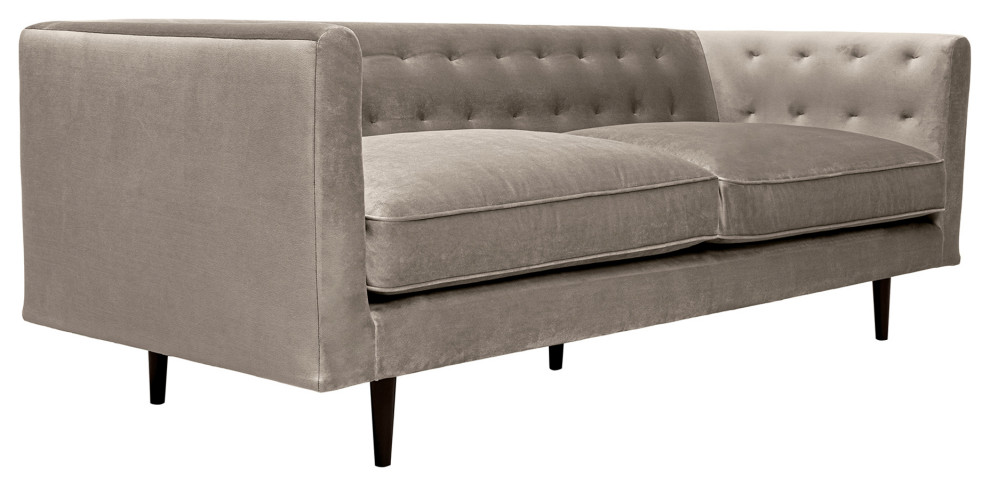 Annabelle 80 quotFossil Gray Velvet Sofa with Black Wood Legs   Modern   Sofas   by Armen Living  Houzz