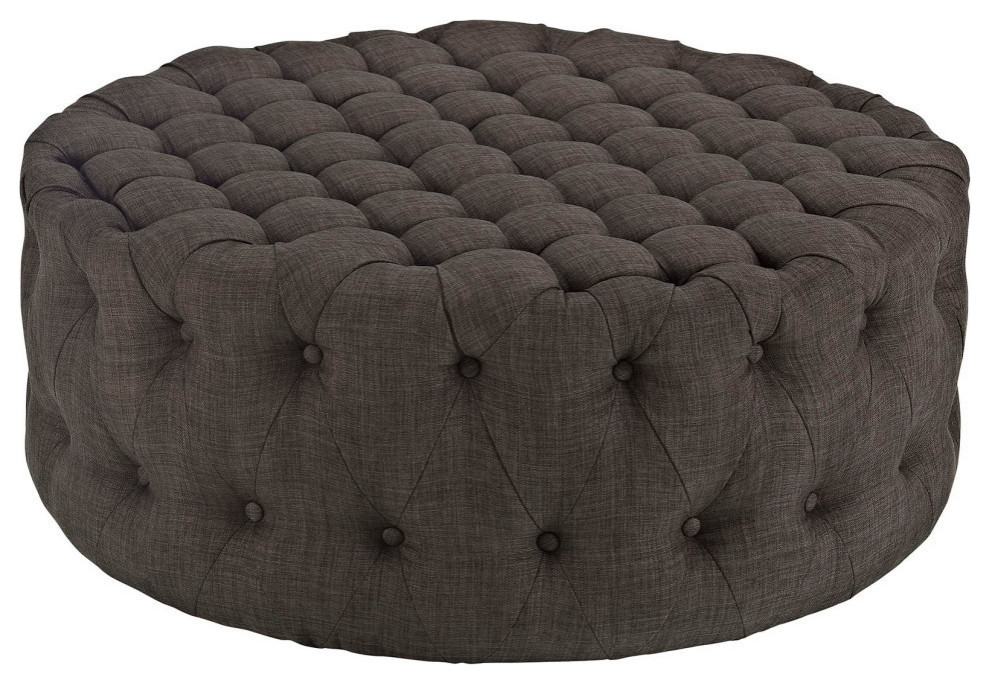 Mara Brown Upholstered Fabric Ottoman   Modern   Footstools And Ottomans   by Rustic Home Furniture Deco  Houzz