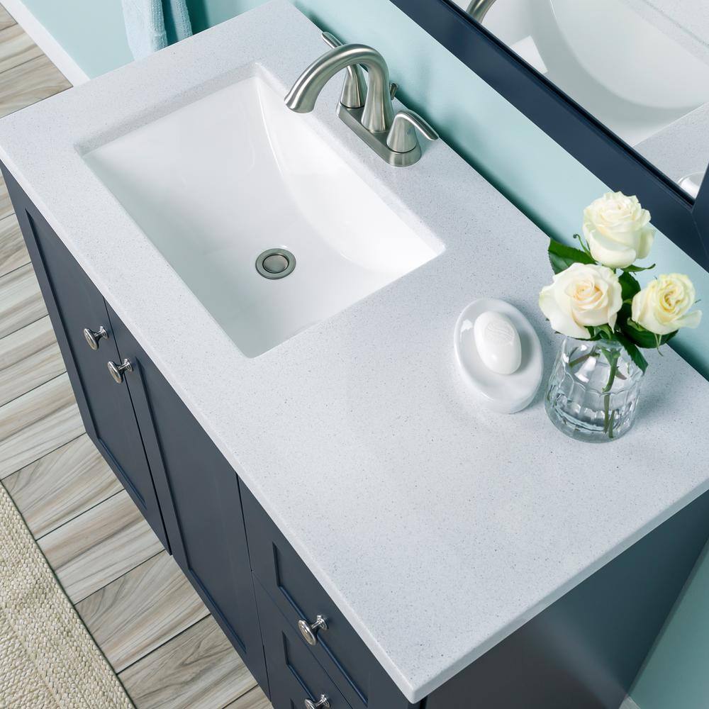 Glacier Bay Bannister 36.5 in. W x 18.75 in. D Bath Vanity in Deep Blue with Cultured Marble Top in Colorpoint White with White Sink BA36P2-DB