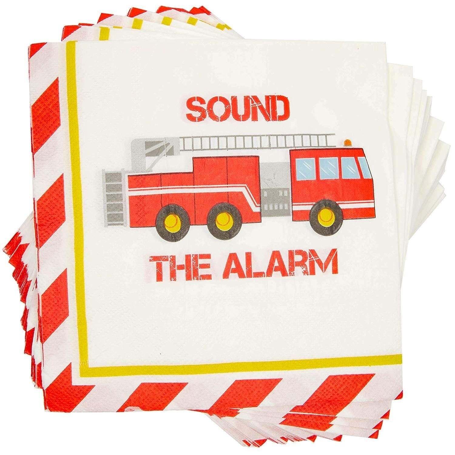 100 Pack Fire Fighter Truck Party Paper Napkins 6.5