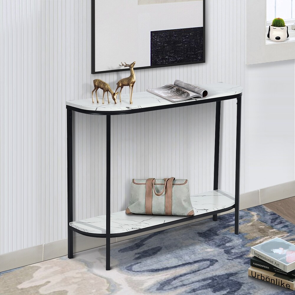 Homy Casa White Manufactured Wood Top Metal Frame TV Stand