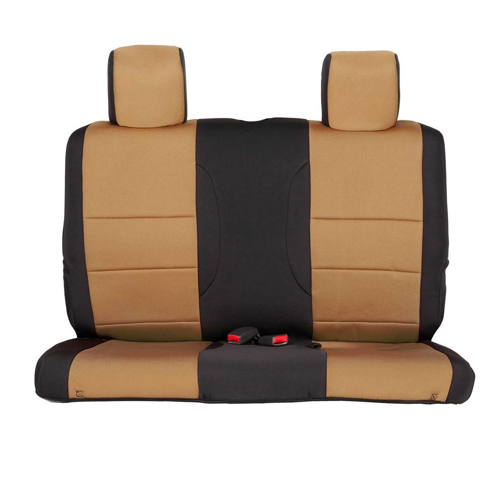 Smittybilt Neoprene Front and Rear Seat Cover Kit (Black/Tan) - 471525 2015 Jeep Wrangler