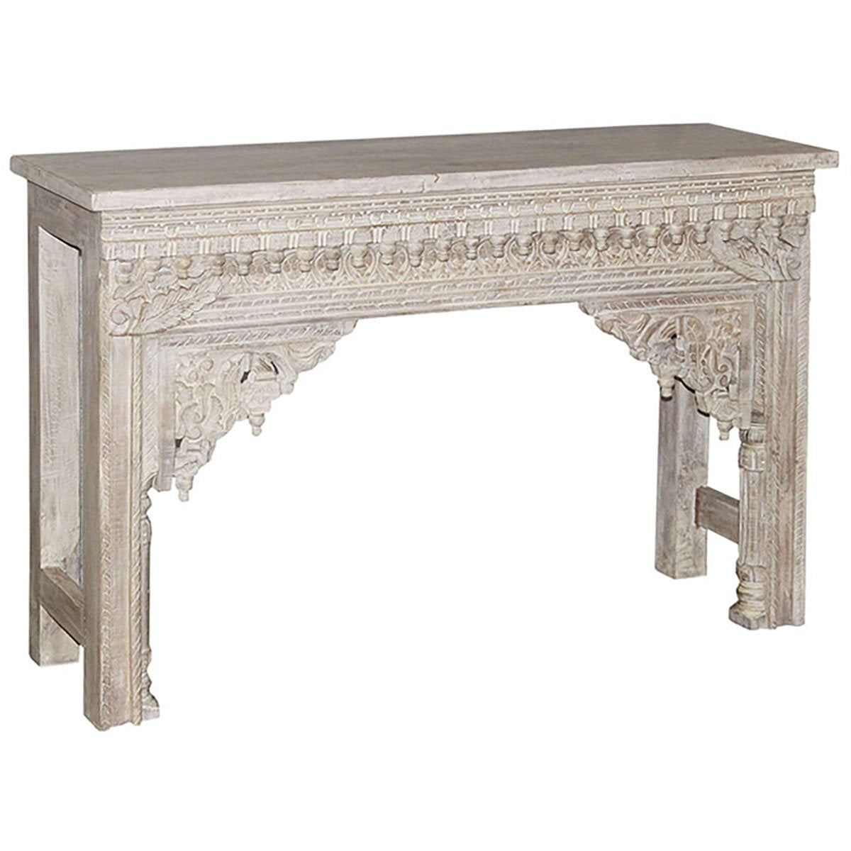 Hand Carved Wood 49 Console Table