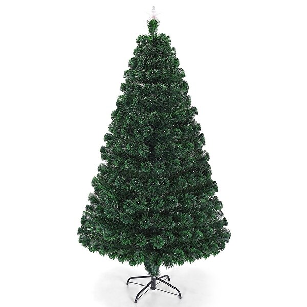 Costway 7' PreLit Fiber Optic Artificial Christmas Tree w/Multicolor