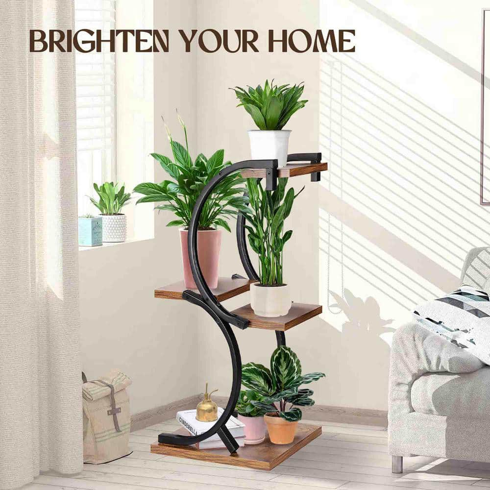 30 in. OutdoorIndoor Brown Metal Plant Stand TG07-KJ002