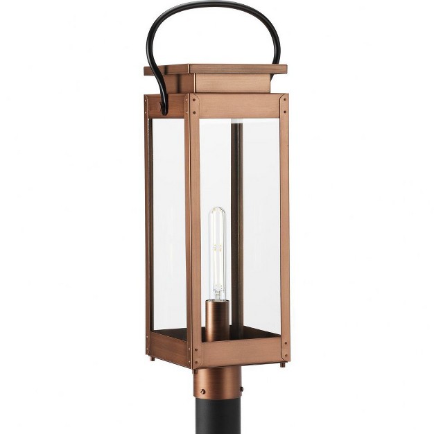 Progress Lighting Union Square 1 light Post Lantern Antique Copper Clear Glass Panels Vintage Gas Lantern Inspired