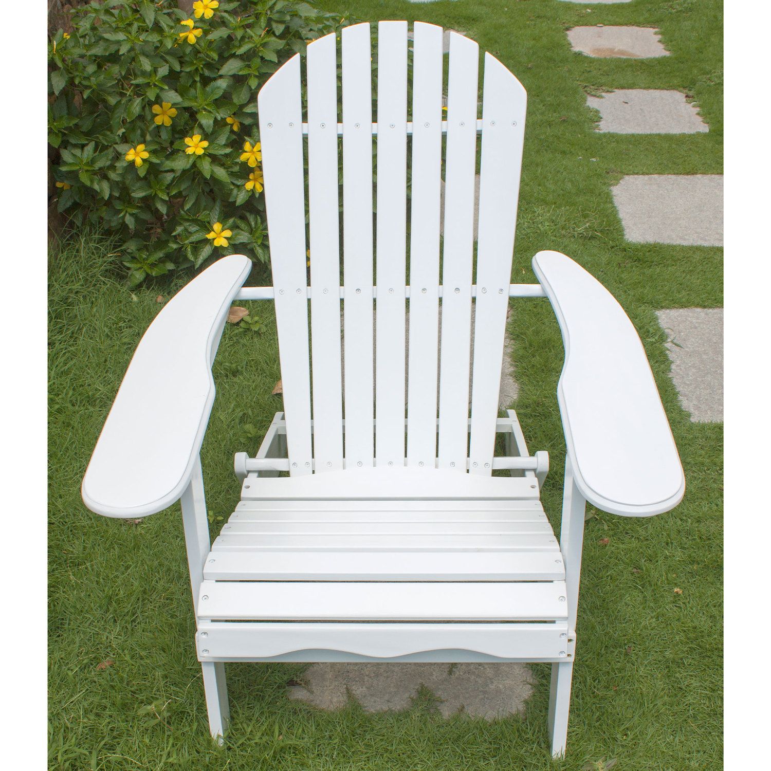 Northbeam Outdoor Garden Portable Foldable Wooden Adirondack Deck Chair， White