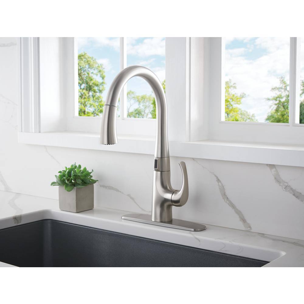 Glacier Bay Breese Single-Handle Touchless Pull Down Sprayer Kitchen Faucet in Spot Resist Stainless HDQE1210001SP