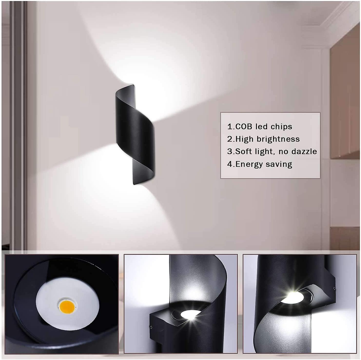 10w Led Outdoor Wall Light Waterproof Ip66，cold White Black