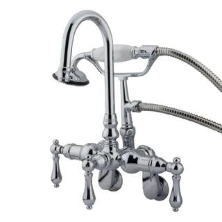 Kingston Brass Vintage 3-Handle Wall-Mount Clawfoot Tub Faucets with Hand Shower in Polished Chrome HCC302T1