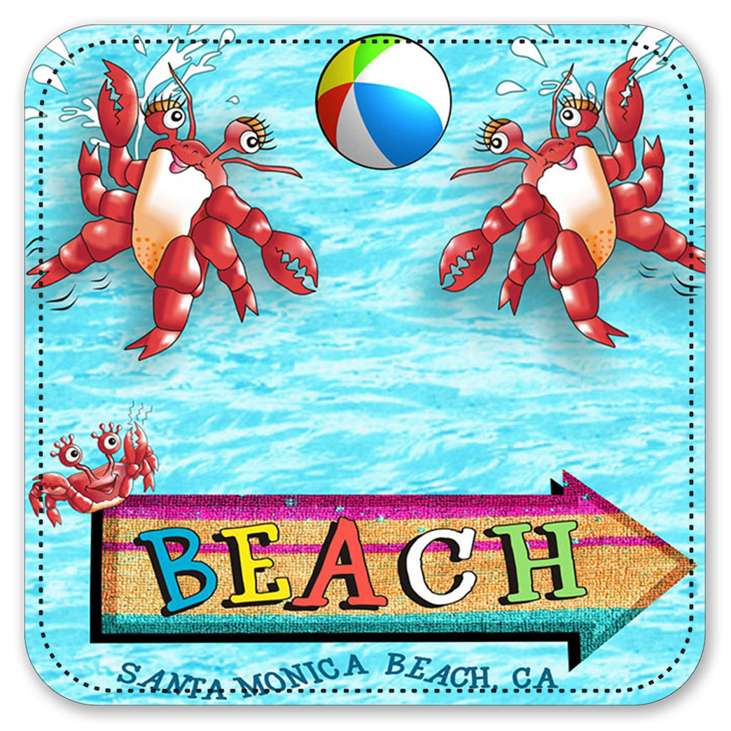 Vinyl Drink Coasters - Set of 4 - Santa Monica Beach