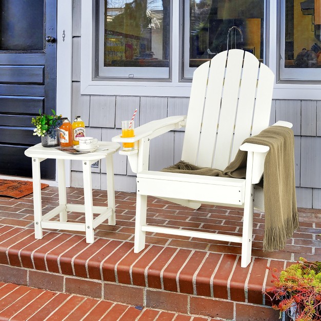 Costway 2pcs Patio Adirondack Chair Side Table Set Weather Resistant Cup Holder