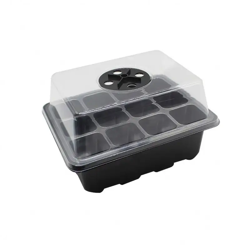 12 cells garden supplies seed starter tray with lid heavy duty nursery clear plastic seedling plant growing trays/