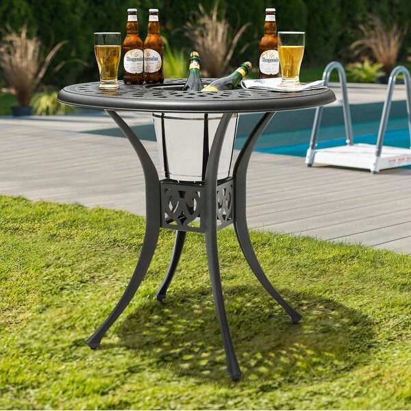 Outdoor 31'' Round Cast Aluminum Bistro Table with 1.97'' Umbrella Hole