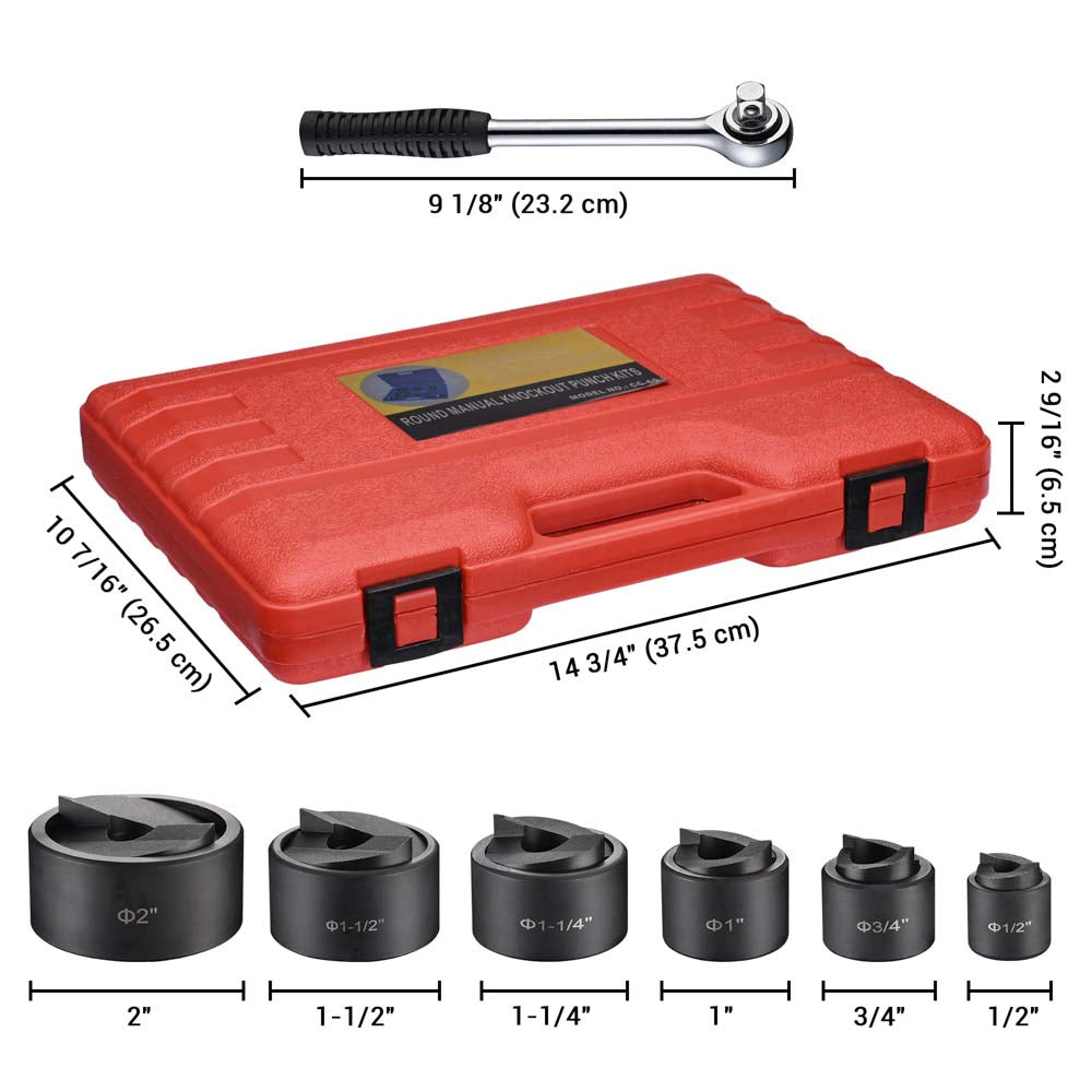 Yescom 6 Ton Manual Knockout Punch Kit 6 Piece Tool Kit