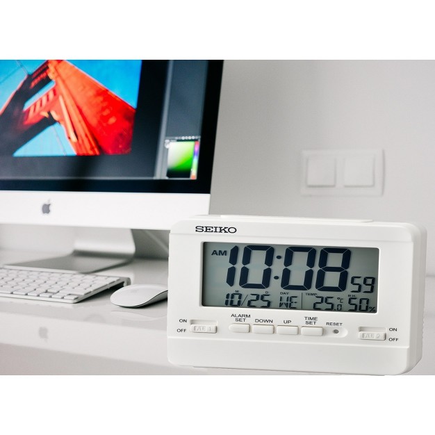 Seiko 3 5 quot everything Digital Alarm Clock White