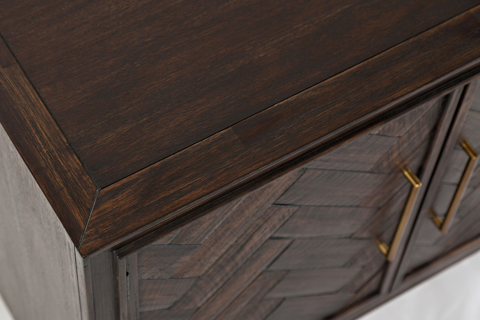 Gramercy Dark Chevron 3 Door Accent Cabinet   Rustic   Accent Chests And Cabinets   by Kolibri Decor  Houzz