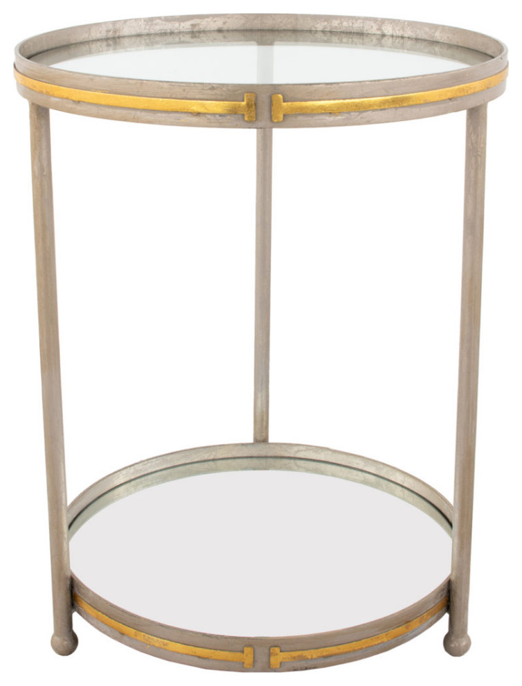 Vada Champagne  ampGold Side Table   Transitional   Side Tables And End Tables   by Peachtree Fine Furniture  Houzz