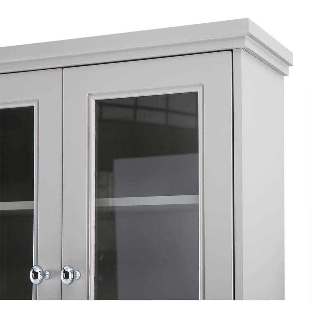 Home Decorators Collection Gazette 2312 in W x 31 in H x 712 in D Bathroom Storage Wall Cabinet with Glass Doors in Grey