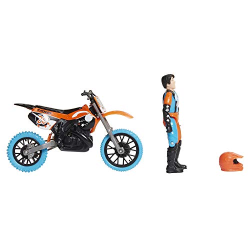 MXS Motocross Bike Toys Moto Extreme Sports， Bike and Rider with SFX Sounds by Jakks Pacific Action Figure Playsets - #20 Orange and Blue Rider， for Kids Ages 5+， (Model: 405052)