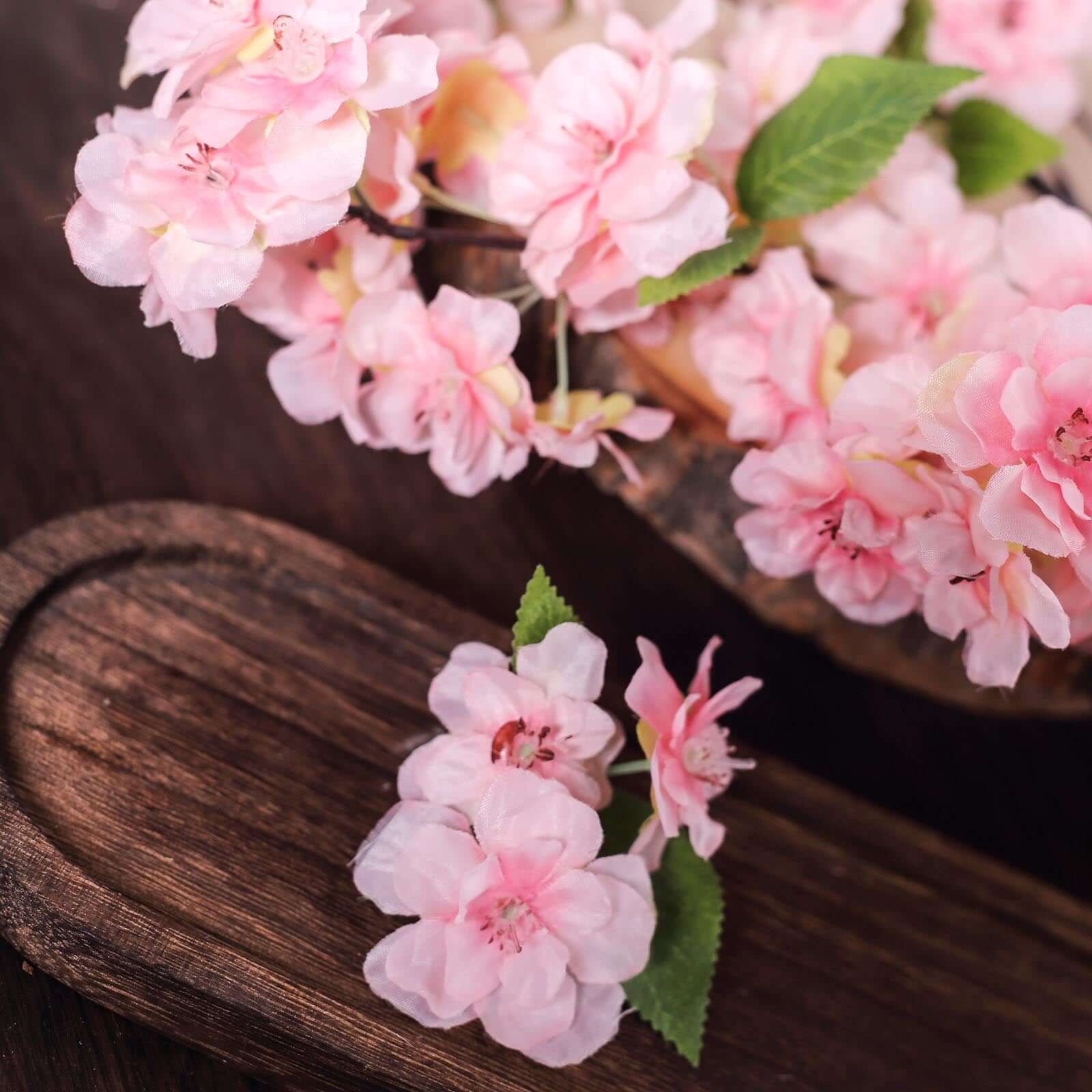 4 Bushes Pink Artificial Silk Cherry Blossom Flowers, Branches 40