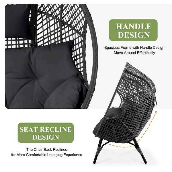 Nicesoul Double Egg Chair 680 lbs Outdoor Patio Wicker Egg Chairs with Ottoman