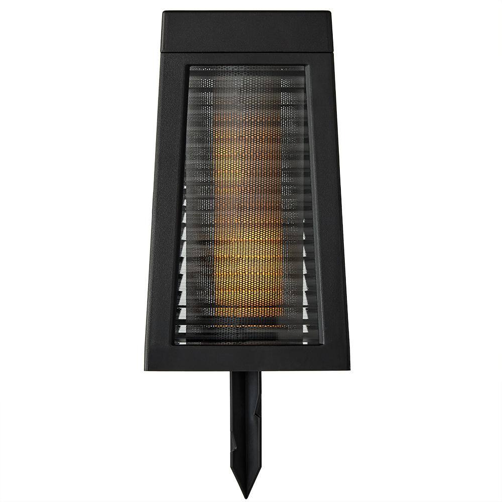 Hampton Bay Ambrose Solar 6 Lumens Matte Black Integrated LED Flicker Flame Lantern Path Light WeatherWaterRust Resistant 93308