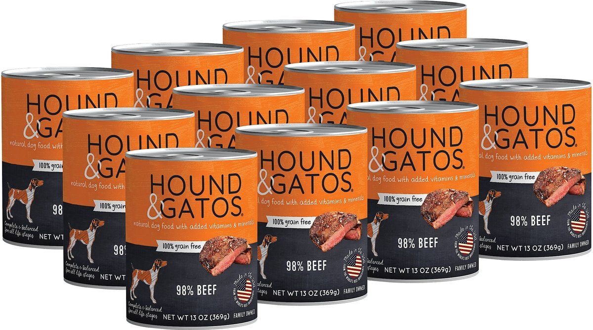 Hound and Gatos 98% Beef Grain-Free Canned Dog Food