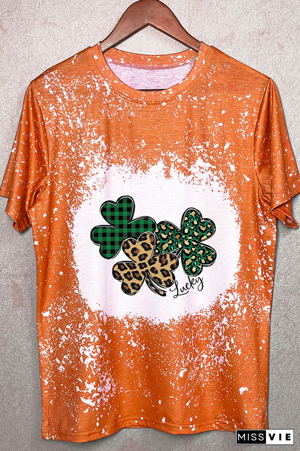 St Patricks Day Shirt,Leopard Shamrock Graphic Tee Wholesale