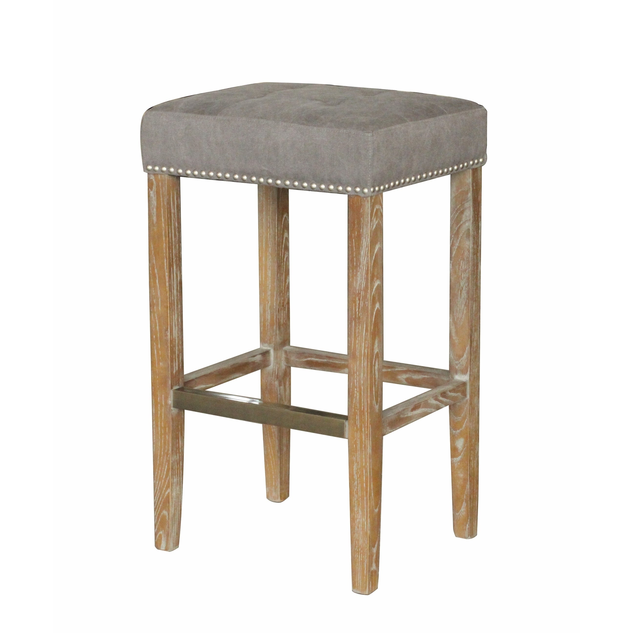 Mira Modern French Style Bar Stool- Linen Frosted Grey