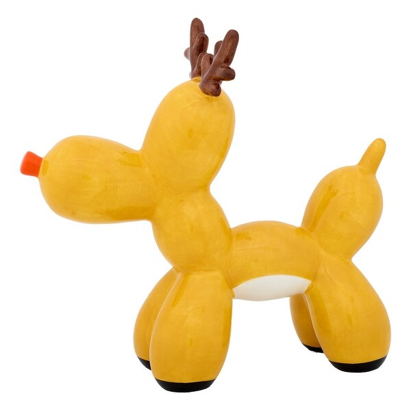 National Tree Company 8.5 in. Christmas Reindeer Balloon Dog Figurine Indoor Decoration，Brown